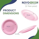 NOVOGREEN 6-Inch Pink Heavy-Duty Compostable Bagasse Plates – Round, Eco-Friendly, Pack of 50 – Ideal for Parties, Picnics, and Special Events