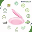 NOVOGREEN 6-Inch Pink Heavy-Duty Compostable Bagasse Plates – Round, Eco-Friendly, Pack of 50 – Ideal for Parties, Picnics, and Special Events