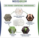 Novogreen - 100% Compostable & Biodegradable Plant Based Disposable Plates (9 Inch 3 Compartment) - Pack of 50