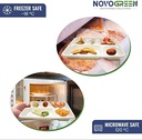 Novogreen - 100% Compostable & Biodegradable Plant Based Disposable Plates (5 Compartment) - Pack of 50 Plates