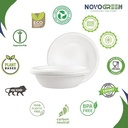 NOVOGREEN 12oz White Compostable Bagasse Bowls – Heavy-Duty, Round, Pack of 50 – Eco-Friendly Biodegradable Tableware for Parties, Events, and Everyday Use