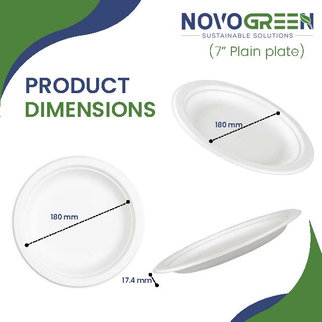 7" Heavy Duty Compostable Bagasse Plates 