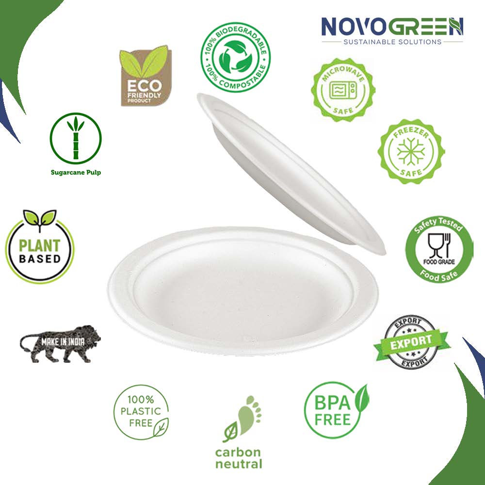 7" Heavy Duty Compostable Bagasse Plates 