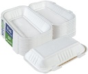 9 X 6" Heavy Duty Compostable Bagasse Clamshell Boxes (580 ml)