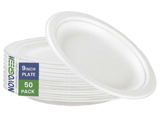 9" Heavy Duty Compostable Bagasse Plates