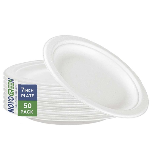 7" Heavy Duty Compostable Bagasse Plates 